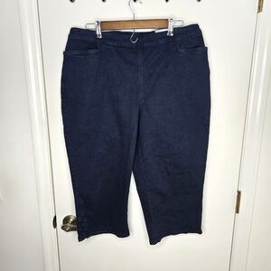 Catherines Dark Blue Capri NWT 1X 18-20 Essential Flat Front Elastic Back